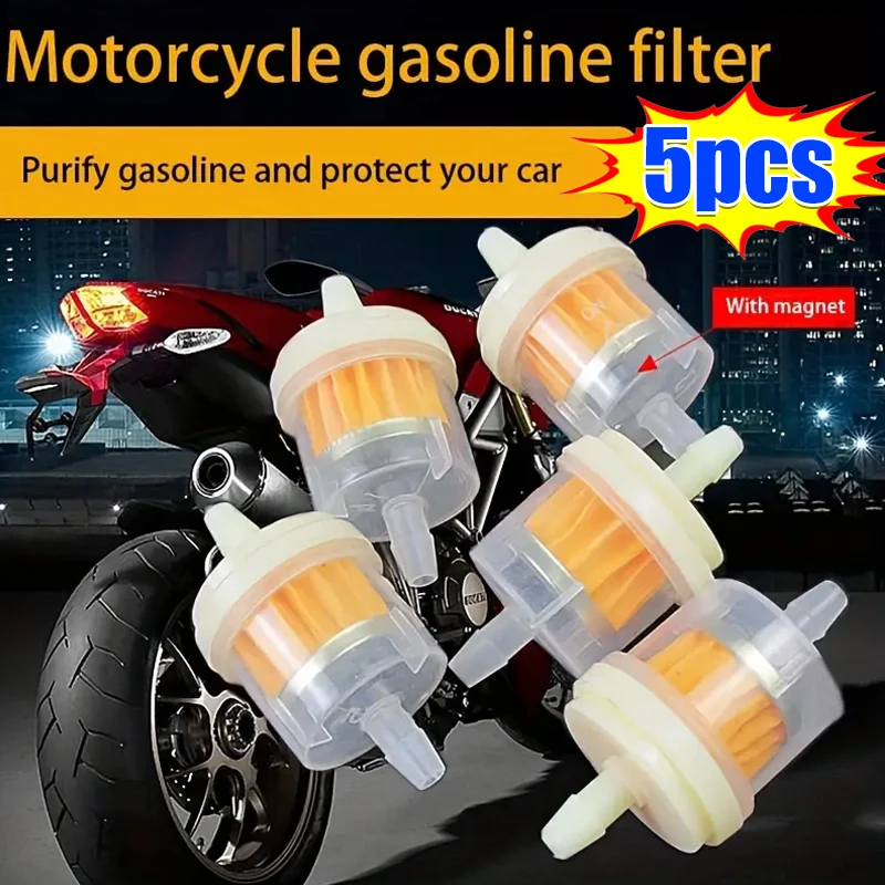 5 pcs Universal Gasoline Gas Fuel Gasoline Oil Filter for Motorcycle Moped Scooter Motocross Gasoli
