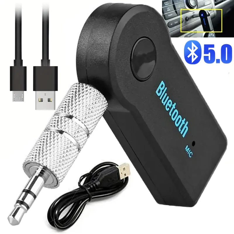 2 in 1 Wireless Bluetooth Receiver V5.0 Transmitter 3.5mm Jack Plug For Car Music Audio Aux Headphon