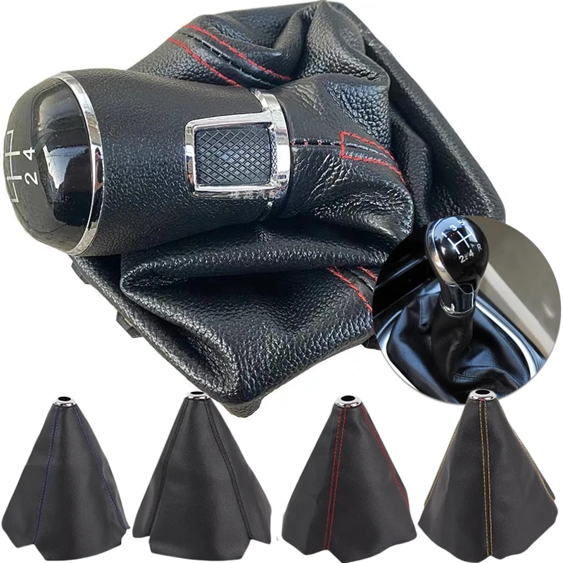 16mm Universal PU Leather Car Gear Shift Collars Carbon Fiber